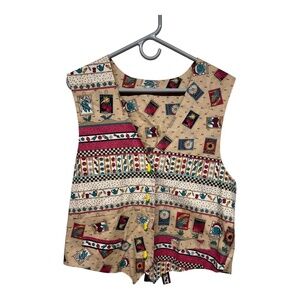 Vtg Handmade Garden Grandmacore Vest Corn Buttons Reversible